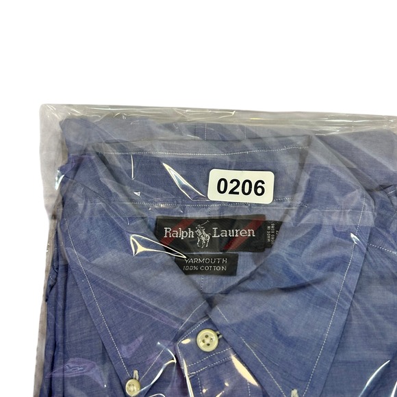Ralph Lauren Yarmouth Button Down Long Sleeve Blue Cotton Mens Dress Shirt - Picture 6 of 6